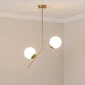 B-Ware Hängeleuchte Pendelleuchte Dolunay Gold Metall Glas E27 2 Flammig 43 Cm Lampe