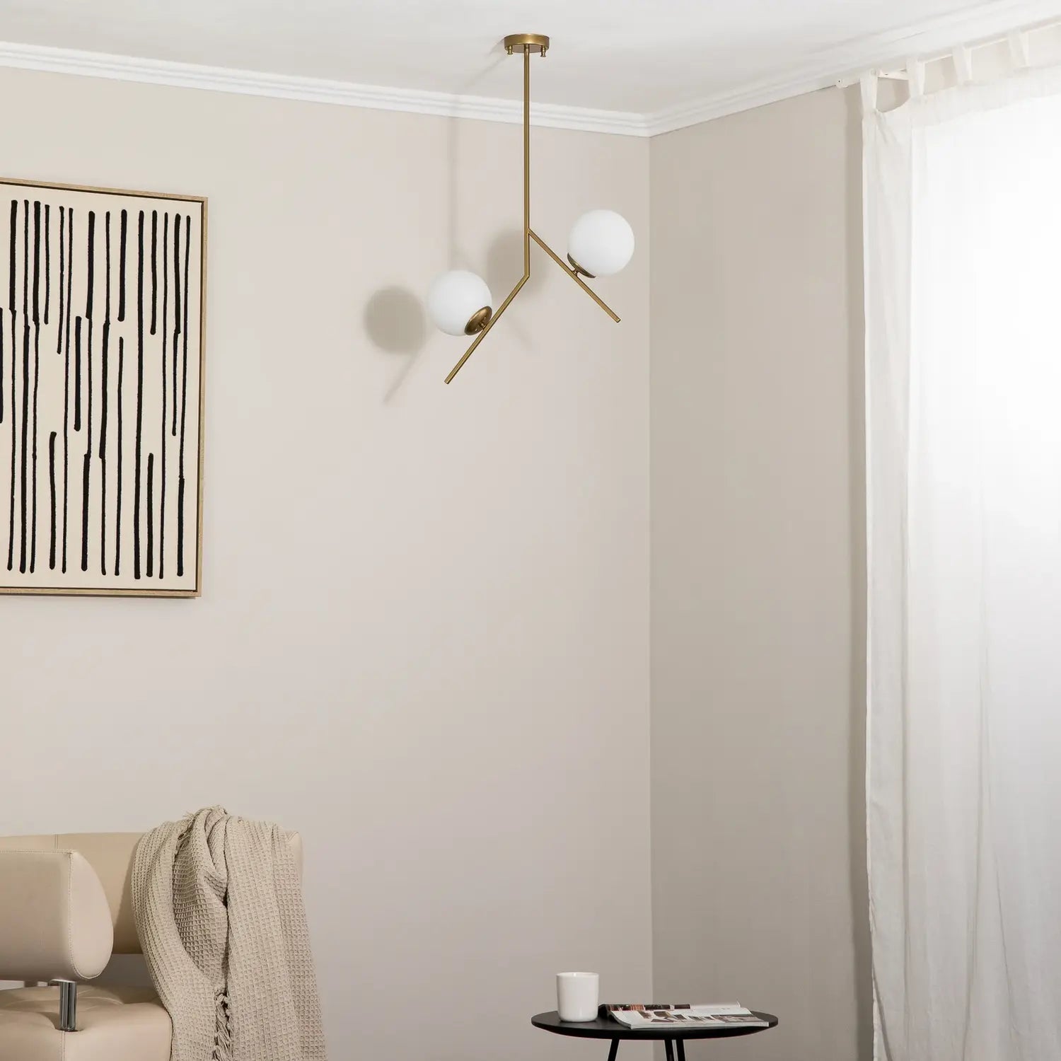 B-Ware Hängeleuchte Pendelleuchte Dolunay Gold Metall Glas E27 2 Flammig 43 Cm Lampe - 8681875459074
