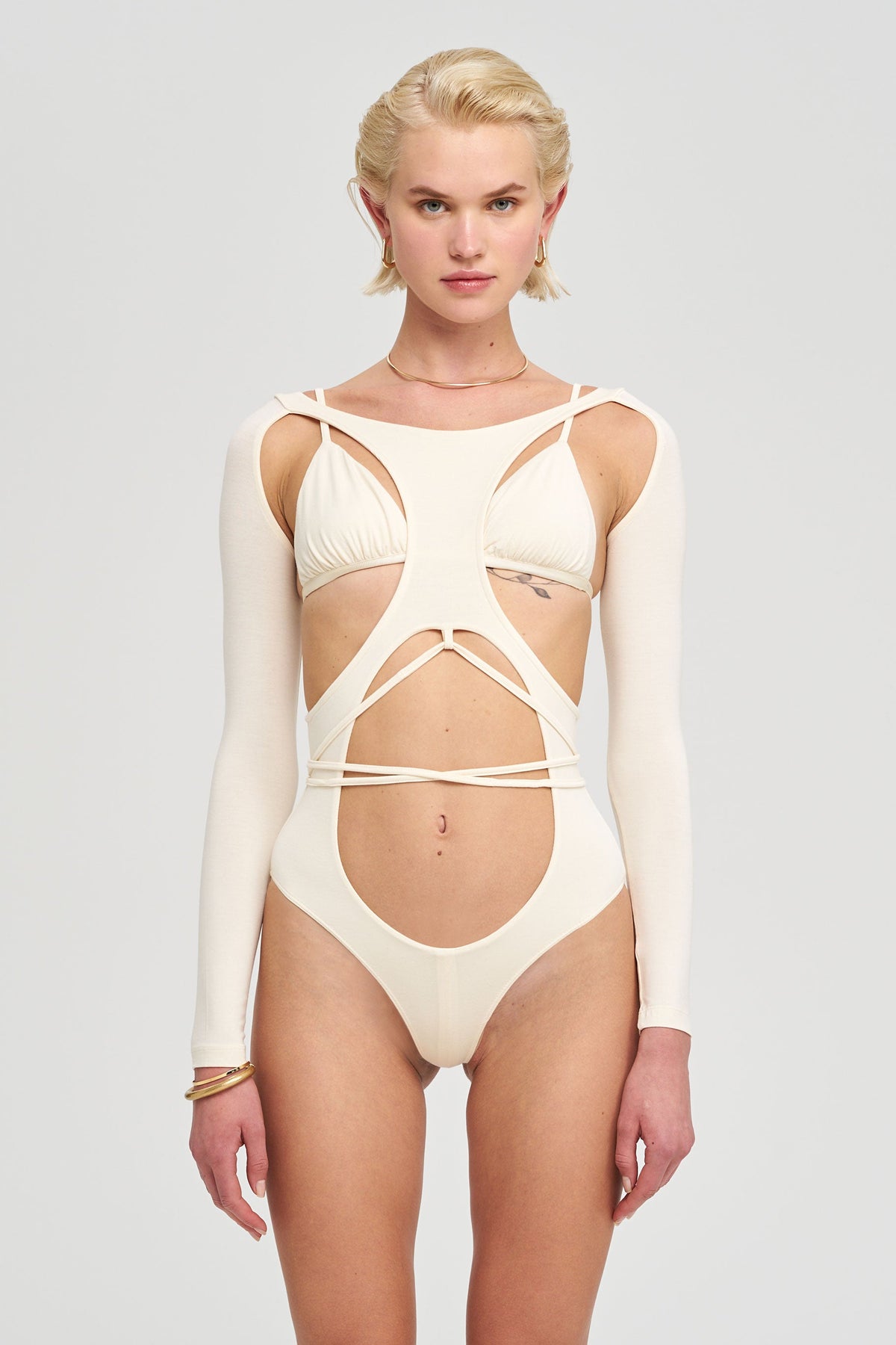 IAMNOTBASIC Margot Bodysuit Einteiler Damenbody Elfenbein Größe XS - 8682521044545