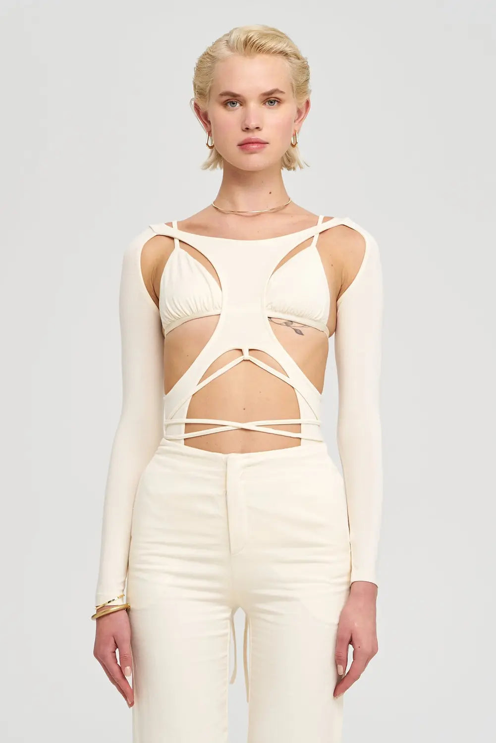 Iamnotbasic Margot Bodysuit Einteiler Damenbody Elfenbein Größe Xs B-Ware