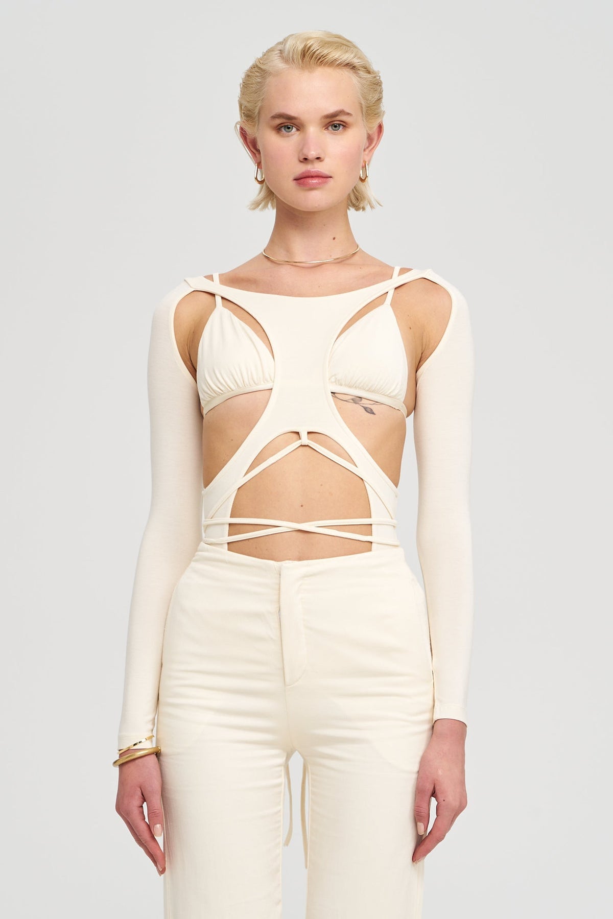 IAMNOTBASIC Margot Bodysuit Body Einteiler Damen Elfenbein Größe M - 8682521044569