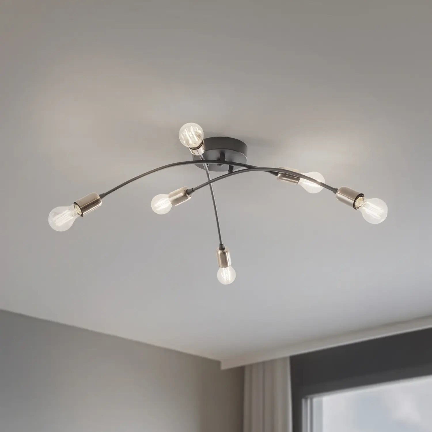 B-Ware Opviq Deckenleuchte Deckenlampe Banana Schwarz Metall 6 Flammig E27 Led 67 Cm - 8684283477265