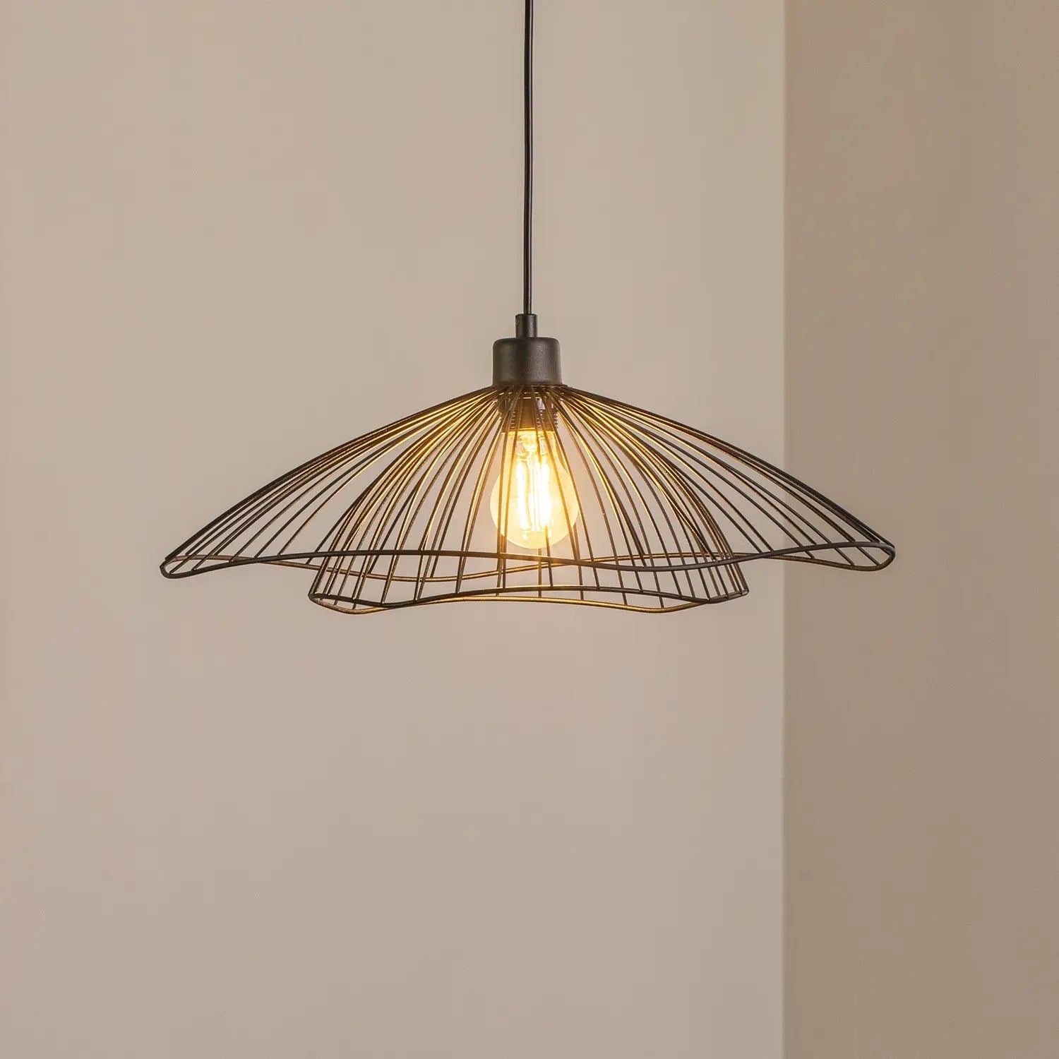 B-Ware Opviq Hängeleuchte Pendelleuchte Leuchte Tel Schwarz Metall ø 50 Cm E27 Led  - 8684283478743