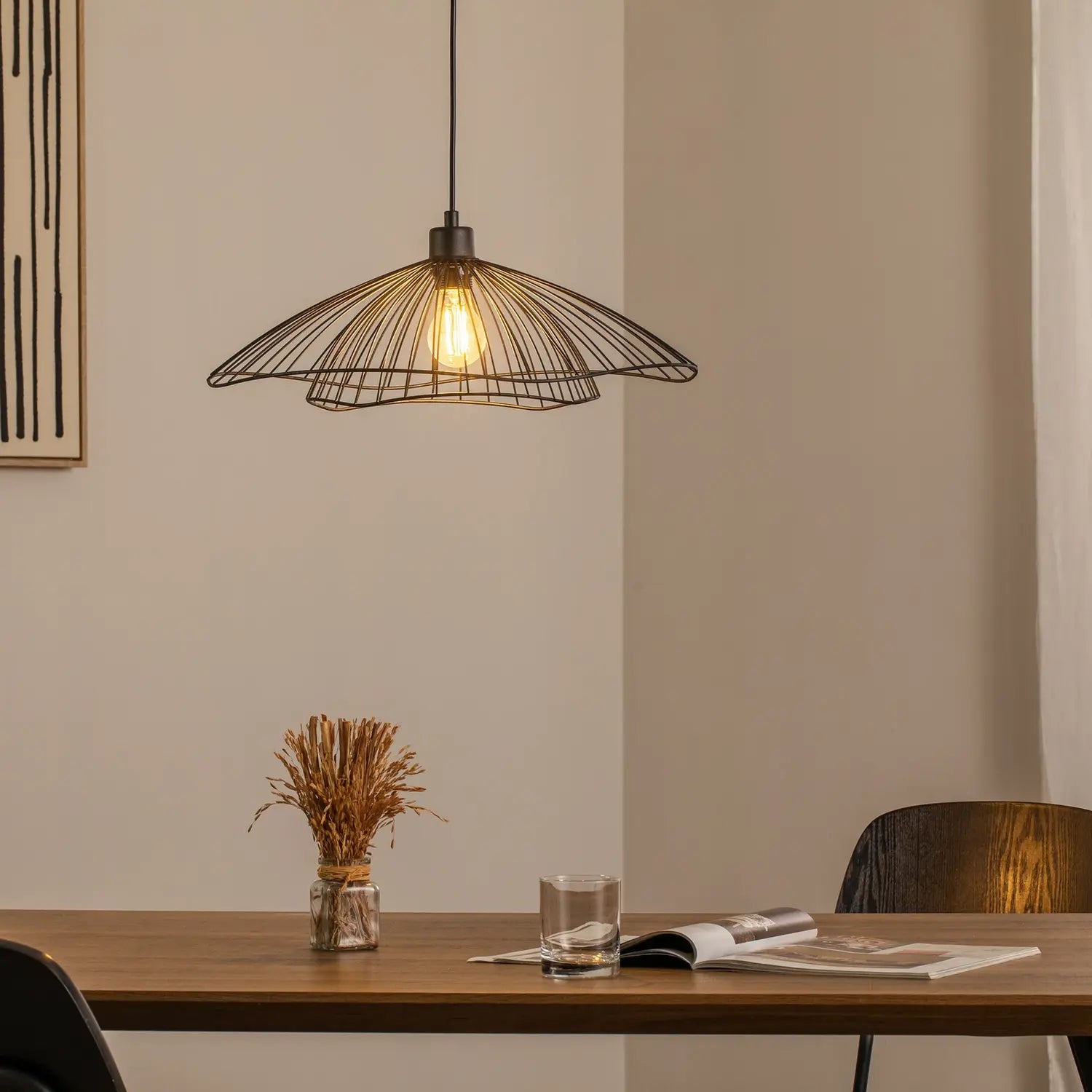 B-Ware Opviq Hängeleuchte Pendelleuchte Leuchte Tel Schwarz Metall ø 50 Cm E27 Led  - 8684283478743