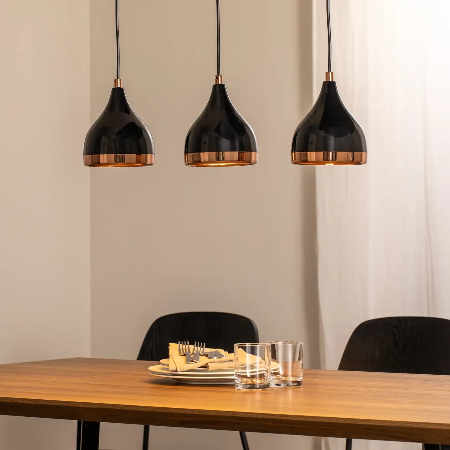 B-Ware Opviq Hängeleuchte Pendelleuchte Yildo Metall Schwarz Kupfer Wohnzimmer E27 Led - 8684283484959