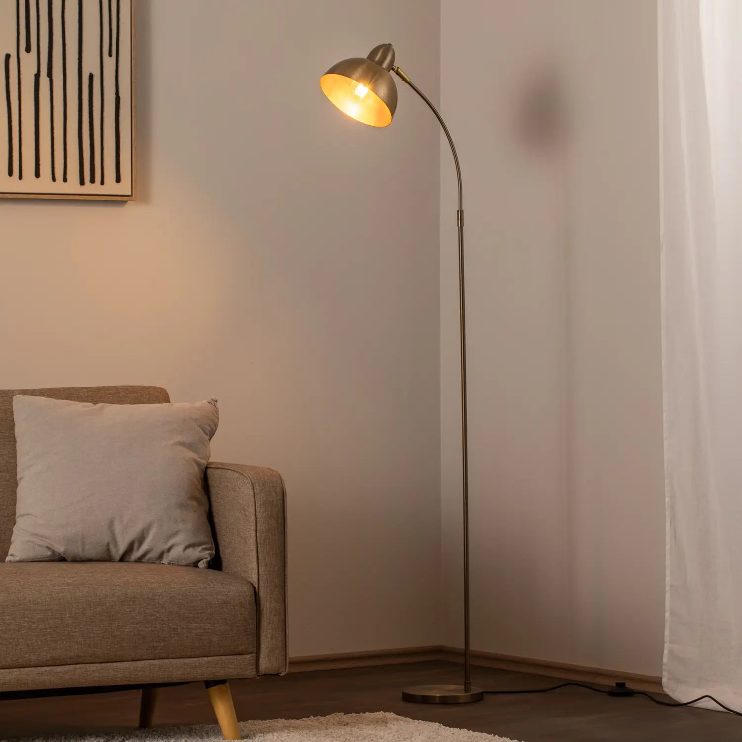 B-Ware Stehleuchte Lampe Varzan Metall Gold E27 Led Standlampe Wohnzimmer Flur 162 Cm - 8684283490288