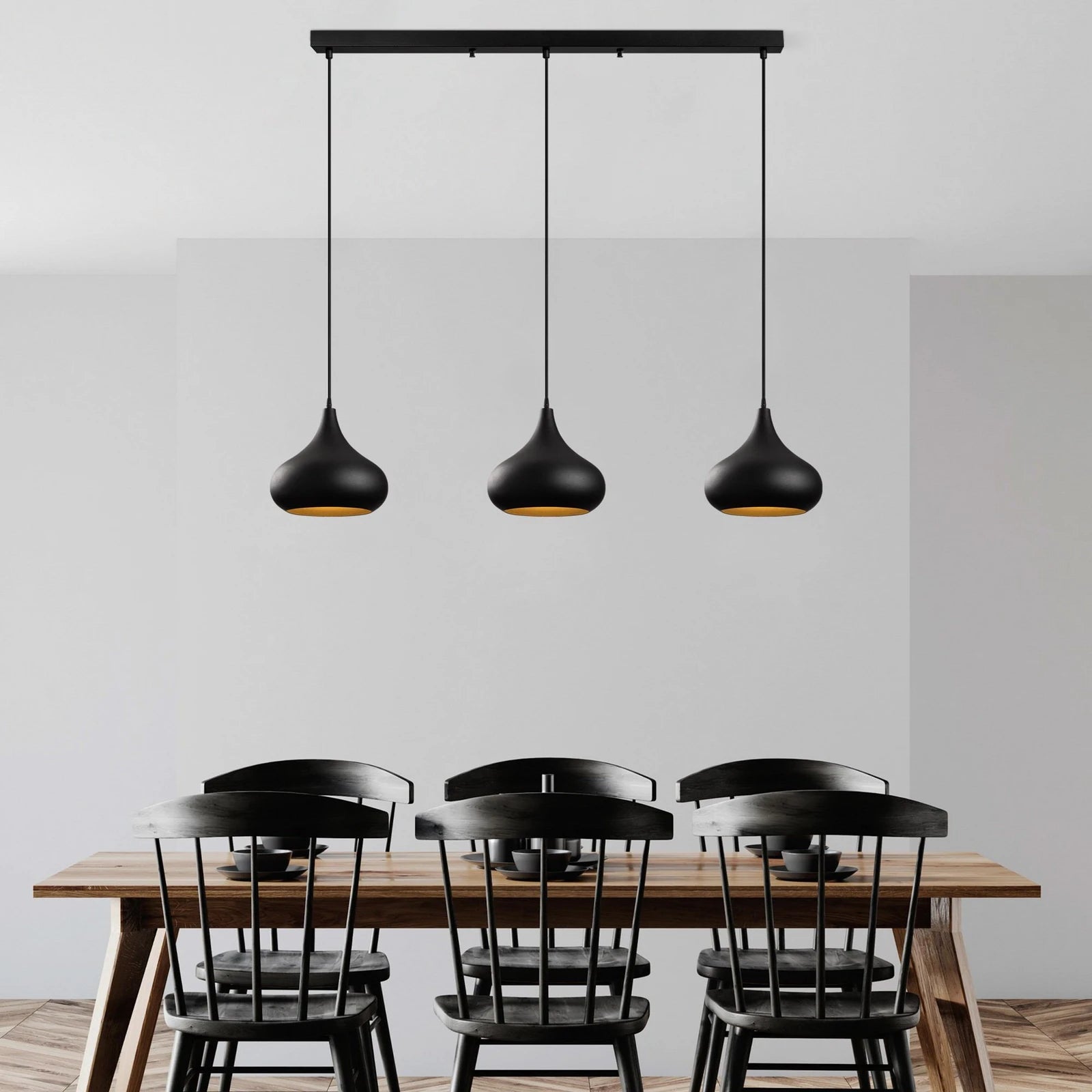 Opviq Hängeleuchte Pendelleuchte Muba schwarz Metall Länge 120 cm - 8684283493456