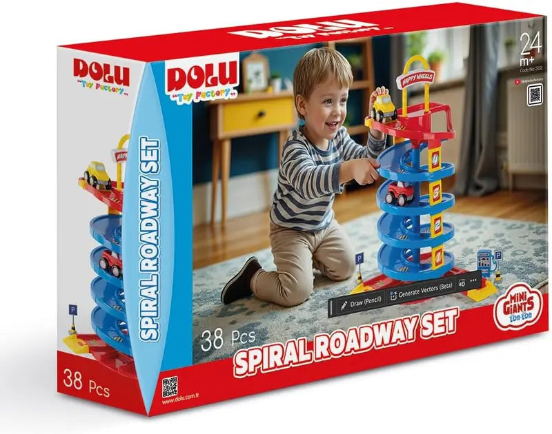 B-Ware Dolu Autorutsche Rutsche Kinderspielzeug Spielbahn Garage Spiralbahn 38 Teile - 8690089051530
