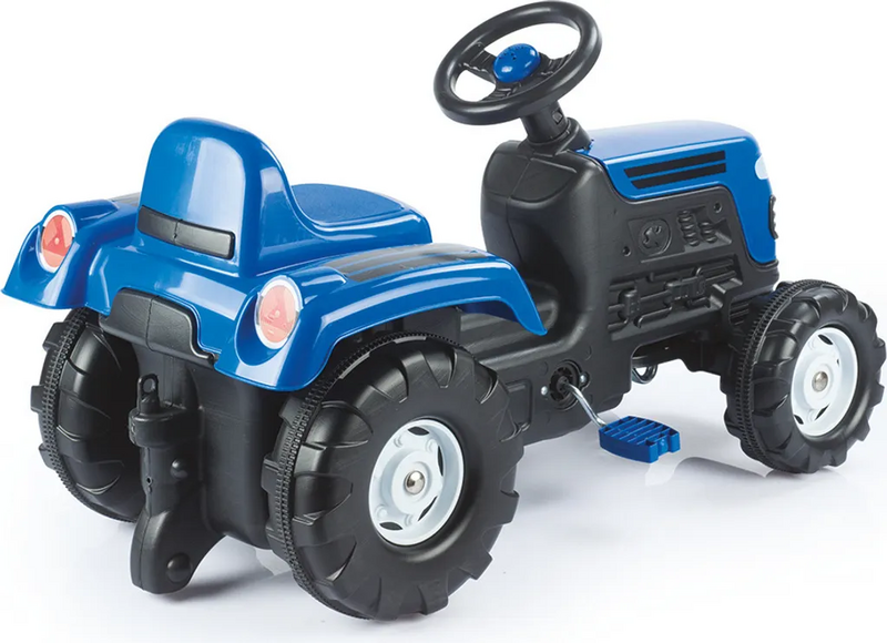 B-Ware Dolu Ranchero Trettraktor Kinderfahrzeug Traktor Mit Hupe Blau Schwarz Outdoor