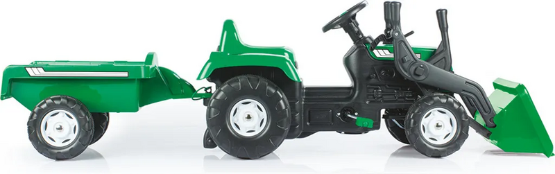 B-Ware Dolu Ranchero Trettraktor Kinderfahrzeug Traktor Anhänger Frontlader Grün