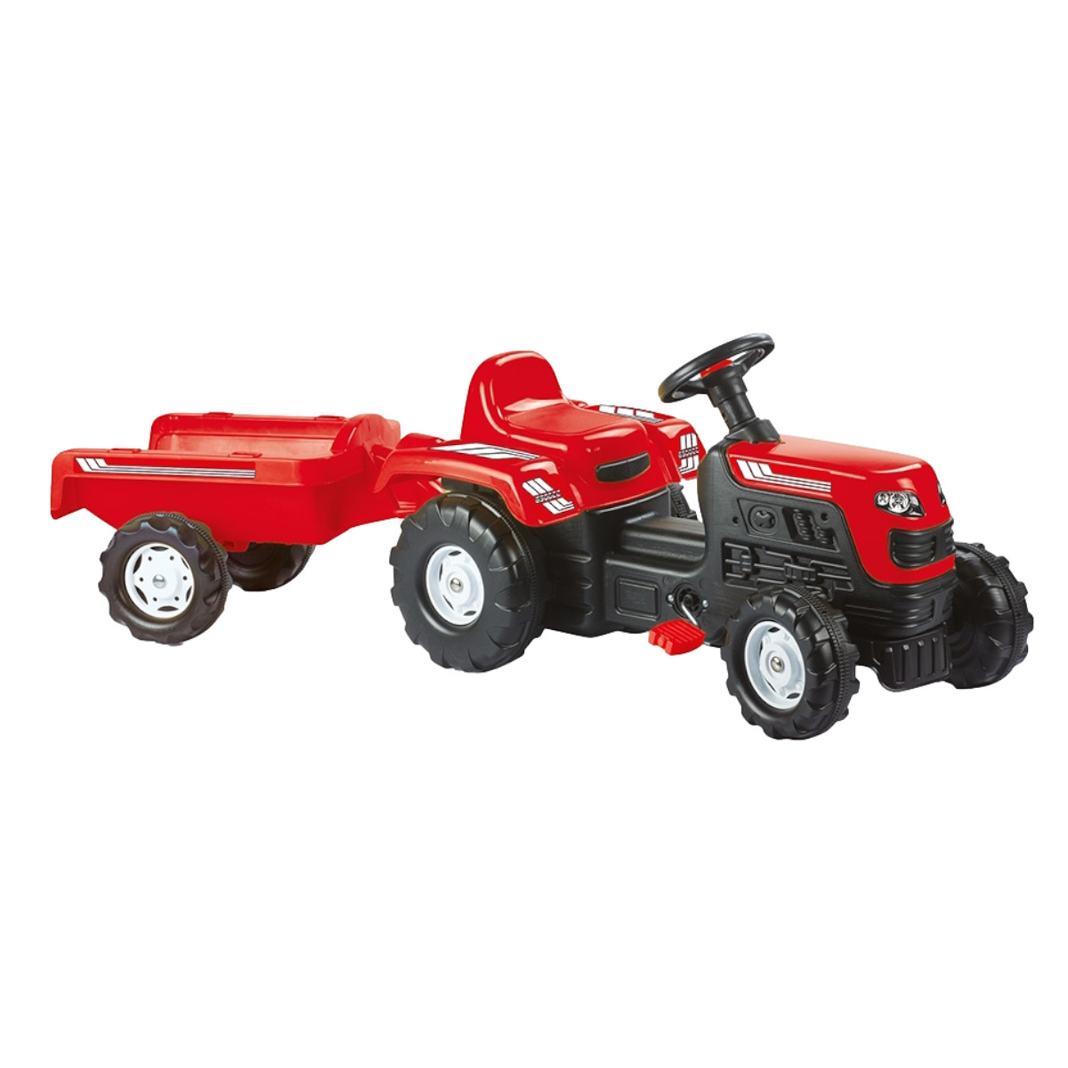 B-Ware Dolu Ranchero Trettraktor Kinderfahrzeug Traktor Roter Trettraktor Mit Anhänger