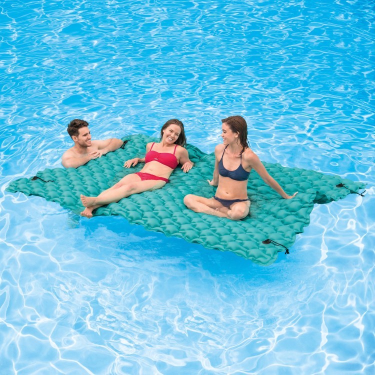 Intex Inflatable 2.90x2.26m Vinyl Giant Floating Pool/Beach Swimming Mat Blue - 6941057407449