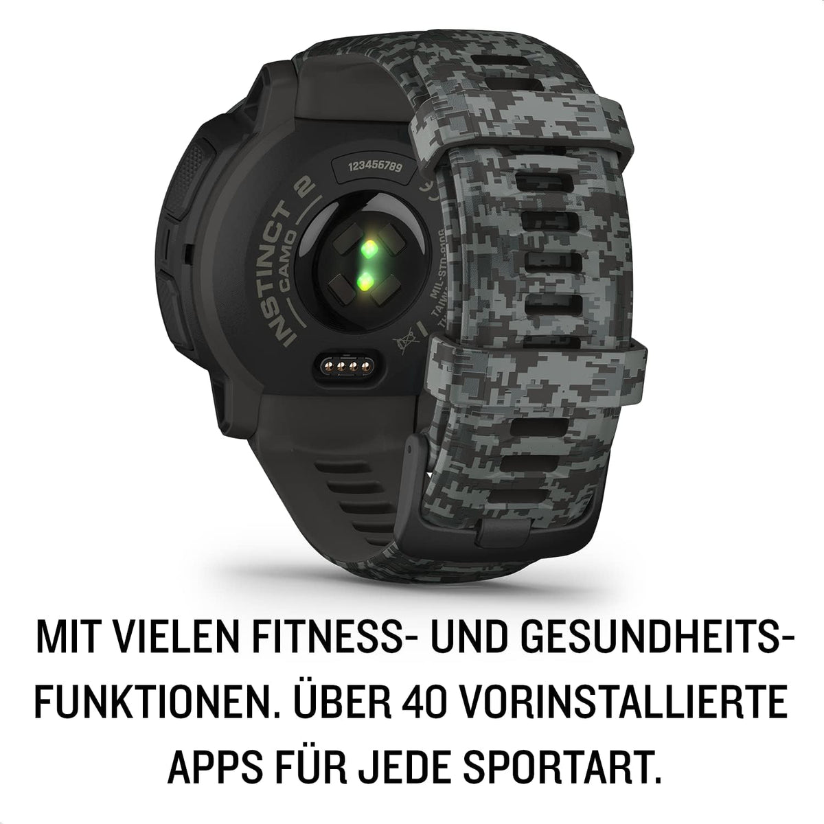 Garmin Sportuhr Armbanduhr Smartwatch Instinct 2 GPS 45 mm Grau Camo Onesize - 0753759278816