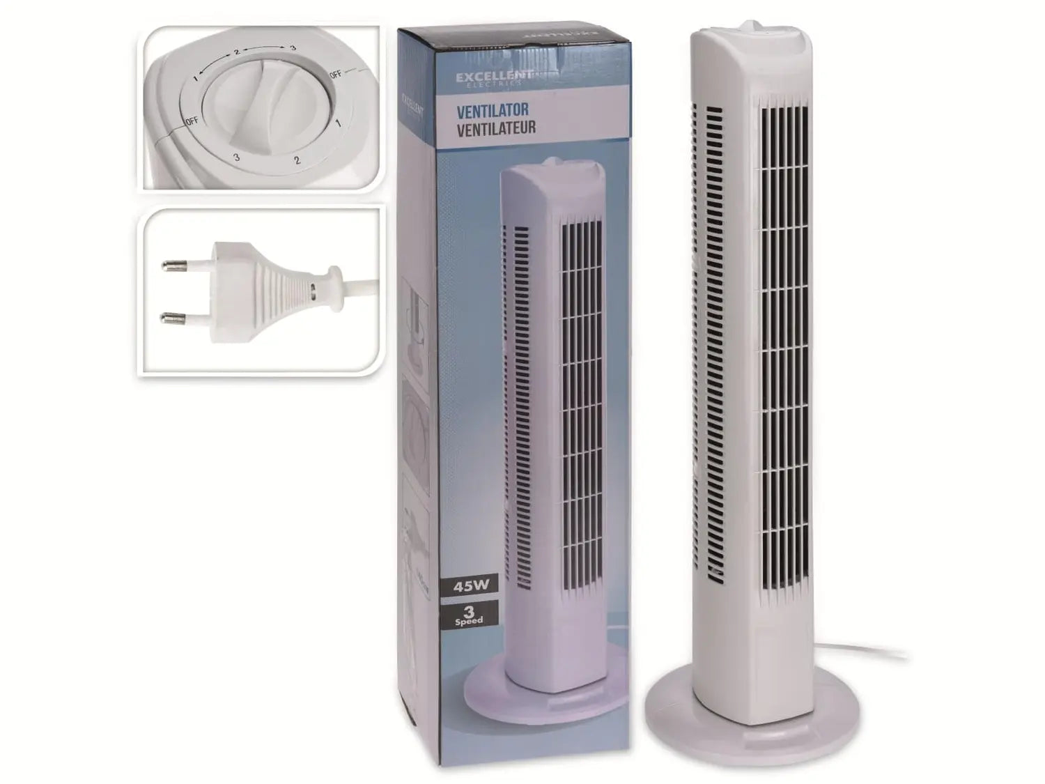 Lifetime Air Turmventilator Standventilator Ventilator 45 W Weiß Energiesparend B-Ware - 8711252170787