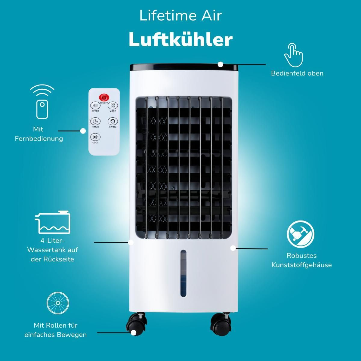 Lifetime Air Klimaanlage Mobiles Klimagerät Ventilator Luftbefeuchter Luftkühler B-Ware - 8711252503820