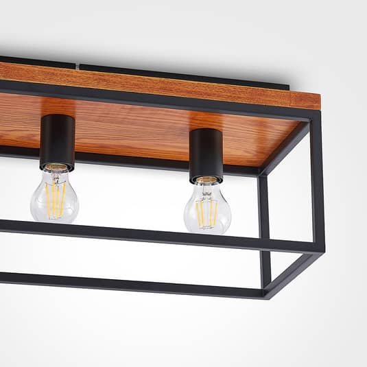 Lindby Miravi Deckenlampe Deckenleuchte Lampe Leuchte Holz 6 flammig Wohnzimmer