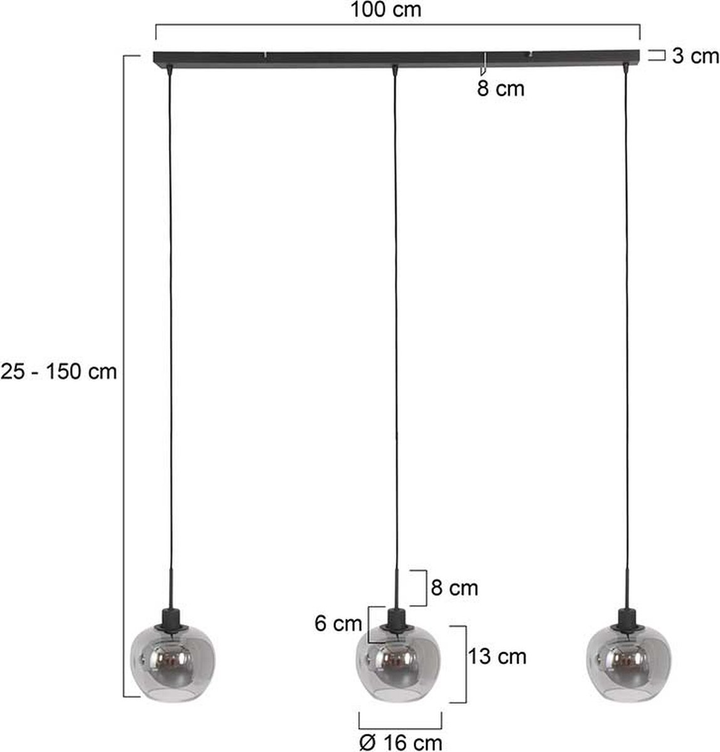 Steinhauer Hängelampe Pendelleuchte Lotus Schwarz Glas Hauptlicht 1899 Zw B-Ware - 8712746160628