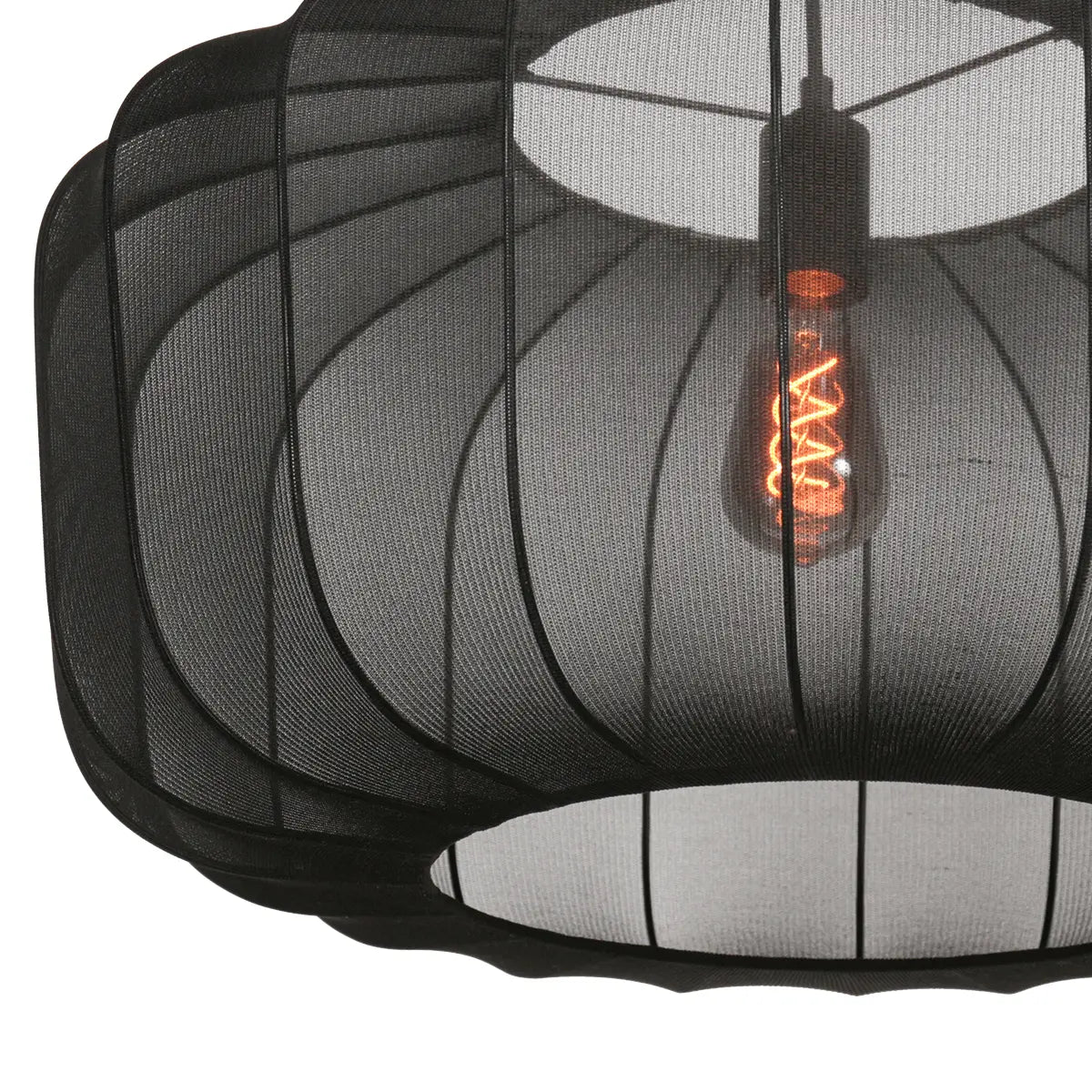 B-Ware Anne Lighting Pendelleuchte Hängeleuchte Japandi Schwarz Sable Textil Metall E27 - 8712746177916