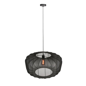 B-Ware Anne Lighting Pendelleuchte Hängeleuchte Japandi Schwarz Sable Textil Metall E27
