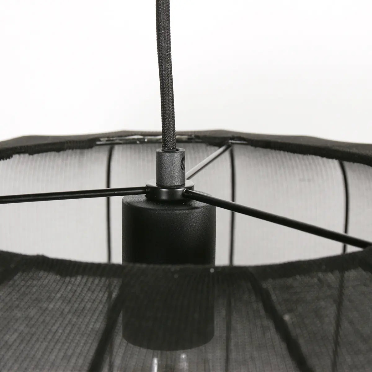 B-Ware Anne Lighting Pendelleuchte Hängeleuchte Japandi Schwarz Sable Textil Metall E27 - 8712746177916