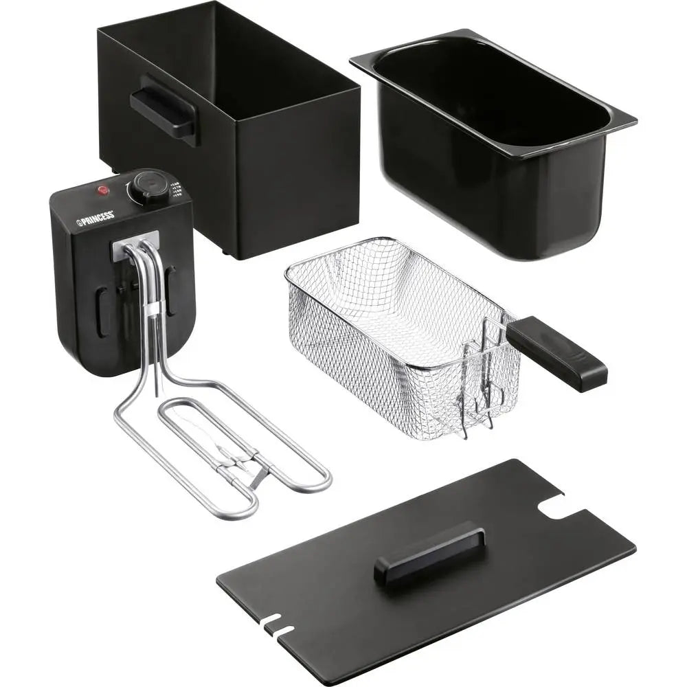 B-Ware Princess Fritteuse Fryer Kaltzone Edelstahl Schwarz 3 L Herausnehmbarer Einsatz  - 8712836048287