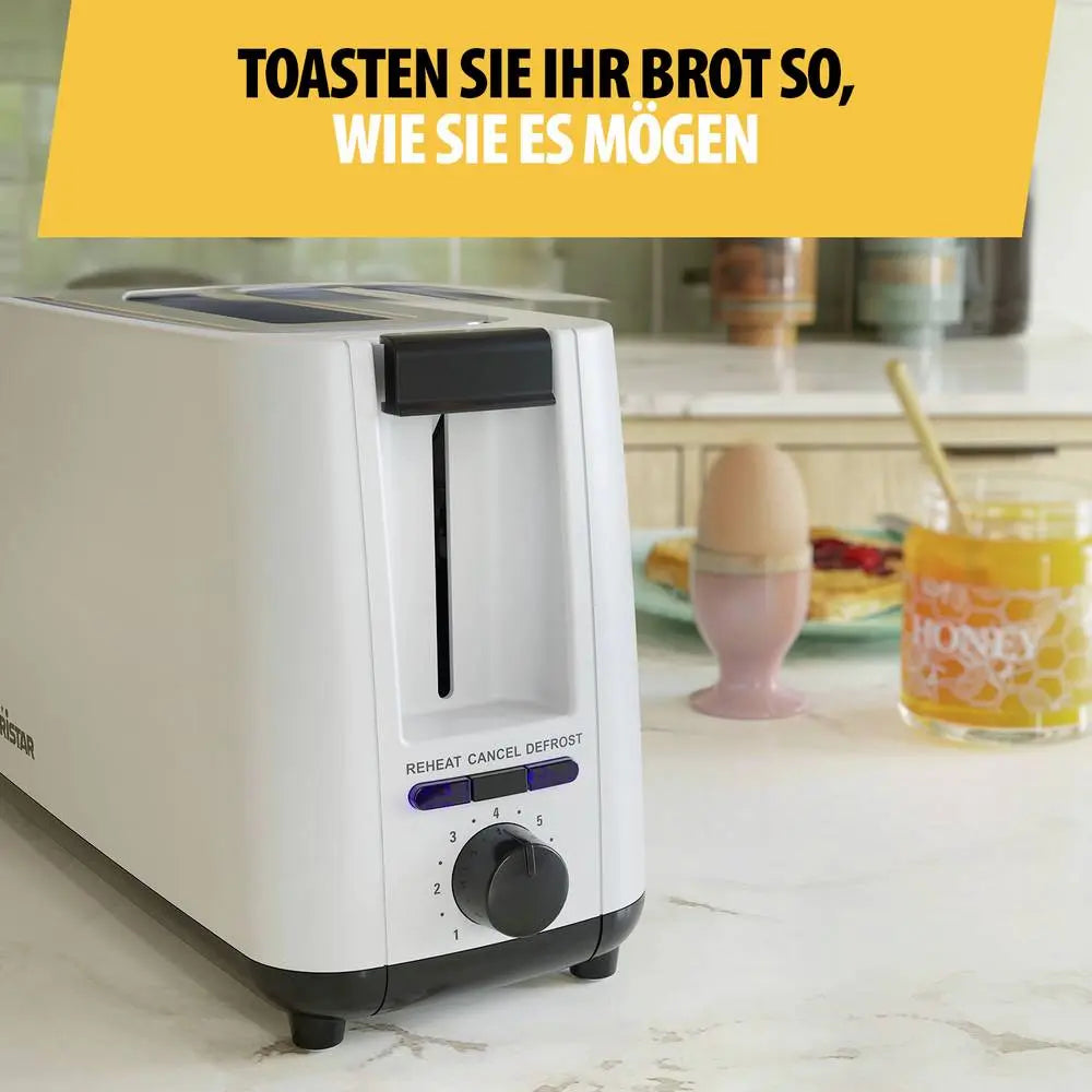 B-Ware Tristar Toaster Brotmaschine Langschlitztoaster Weiß 7 Bräunungsstufen 900 W