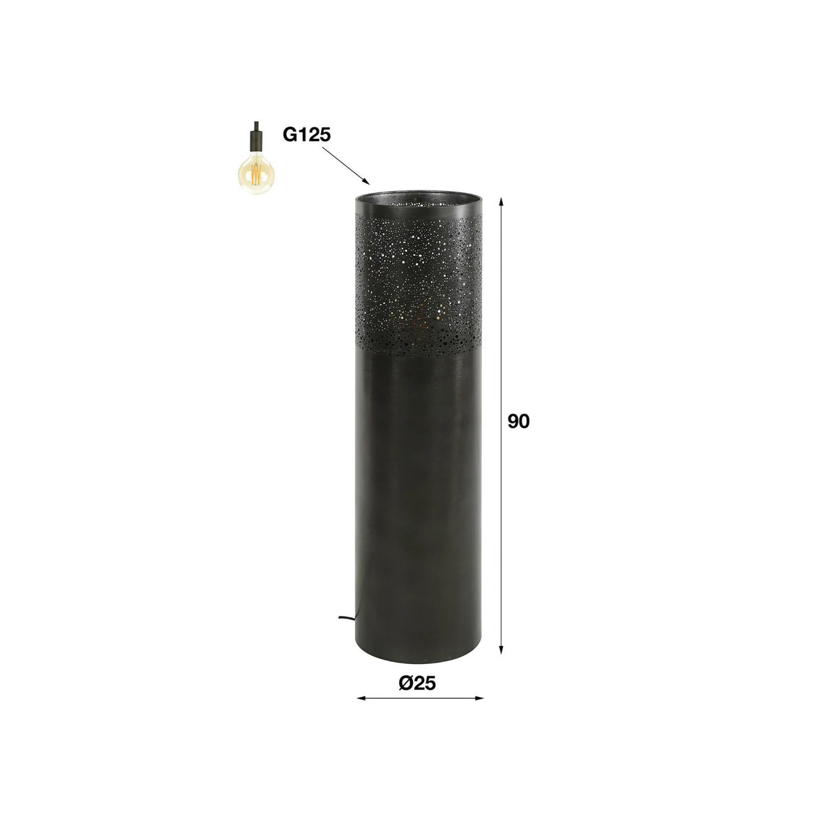 Zijlstra Stehleuchte Stehlampe Narabi Metall Schwarz 90 cm - 8713244717833