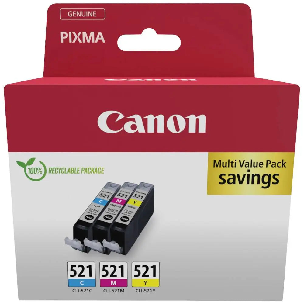 B-Ware Canon Druckerpatrone Patrone Kombi Pack Original Cli 521 Cyan Magenta Gelb - 8714574679303