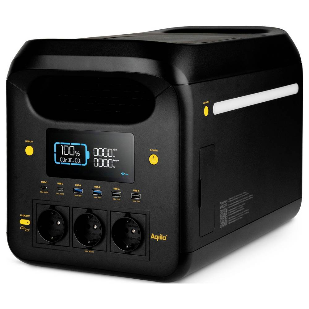 Aqiila Powerstation Akku Generator Powerbank LiFePO4 24 Ah LED Taschenlampe - 8716778935476