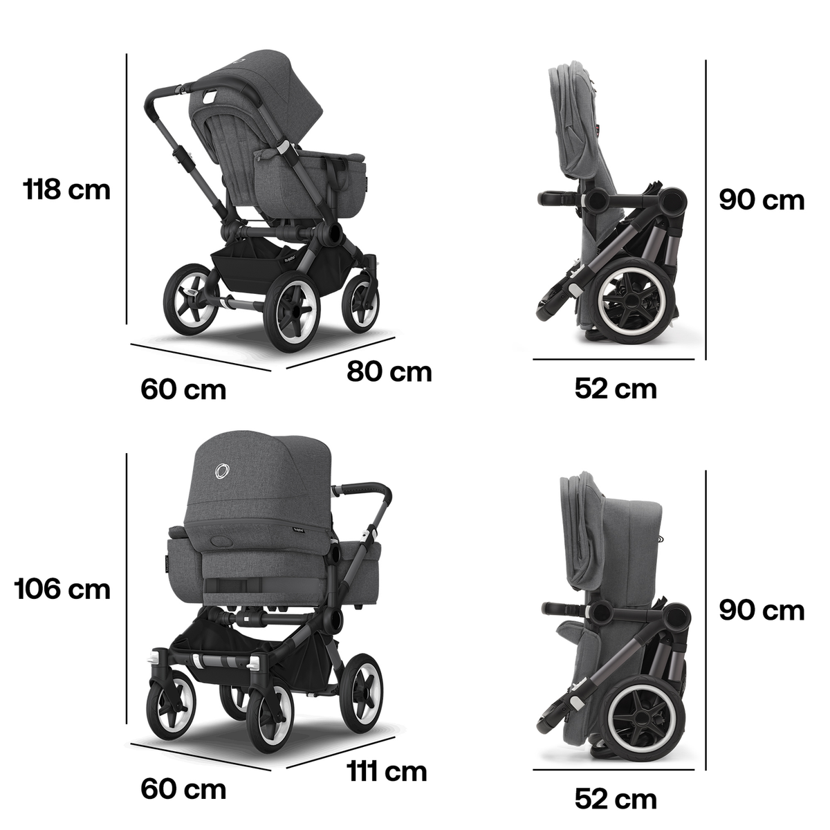Bugaboo Kinderwagen Mono Babywagen Donkey 5 Grey Melange erweiterbar - 8717447431978