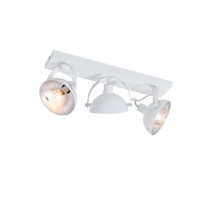 Magnax Deckenleuchte Leuchte Industrielampe Weiß + Silbernem 3 Licht Verstellbar B-Ware - 8718881144868