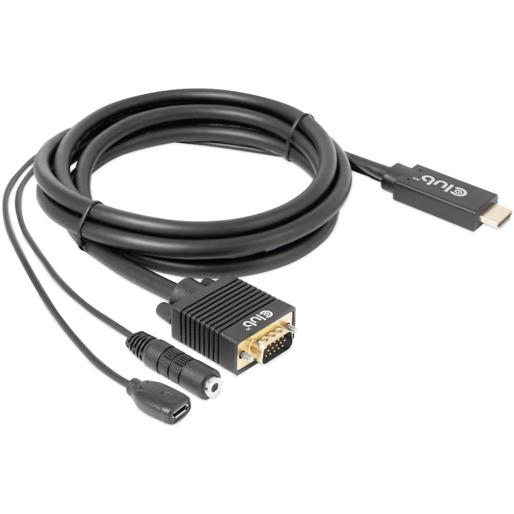 club3D Adapterkabel Verbindungskabel HDMI VGA Klinke USB-Micro-B Schwarz 2 m - 8719214472221