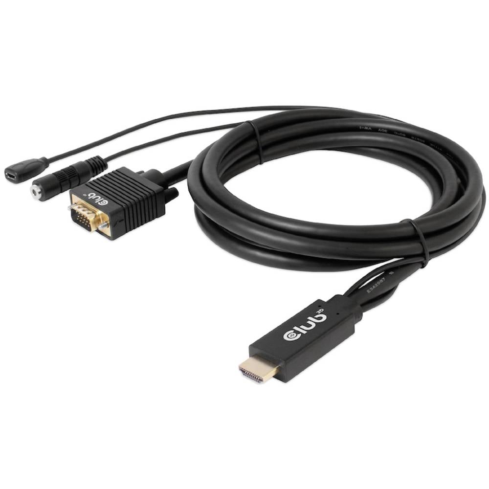 club3D Adapterkabel Verbindungskabel HDMI VGA Klinke USB-Micro-B Schwarz 2 m - 8719214472221