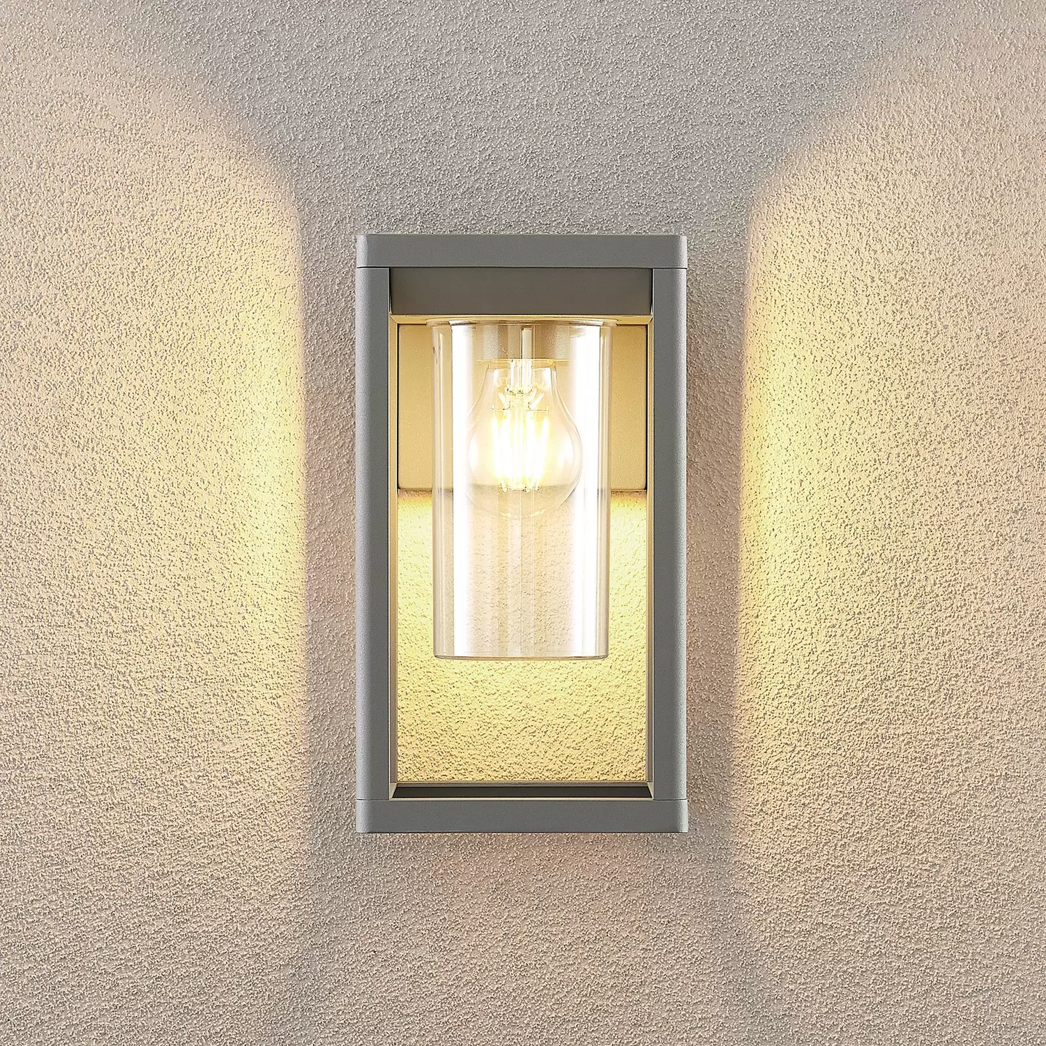 Wandleuchte Außenwandleuchte Gartenlampe Lampe Wandlampe Grau Lindby Estami