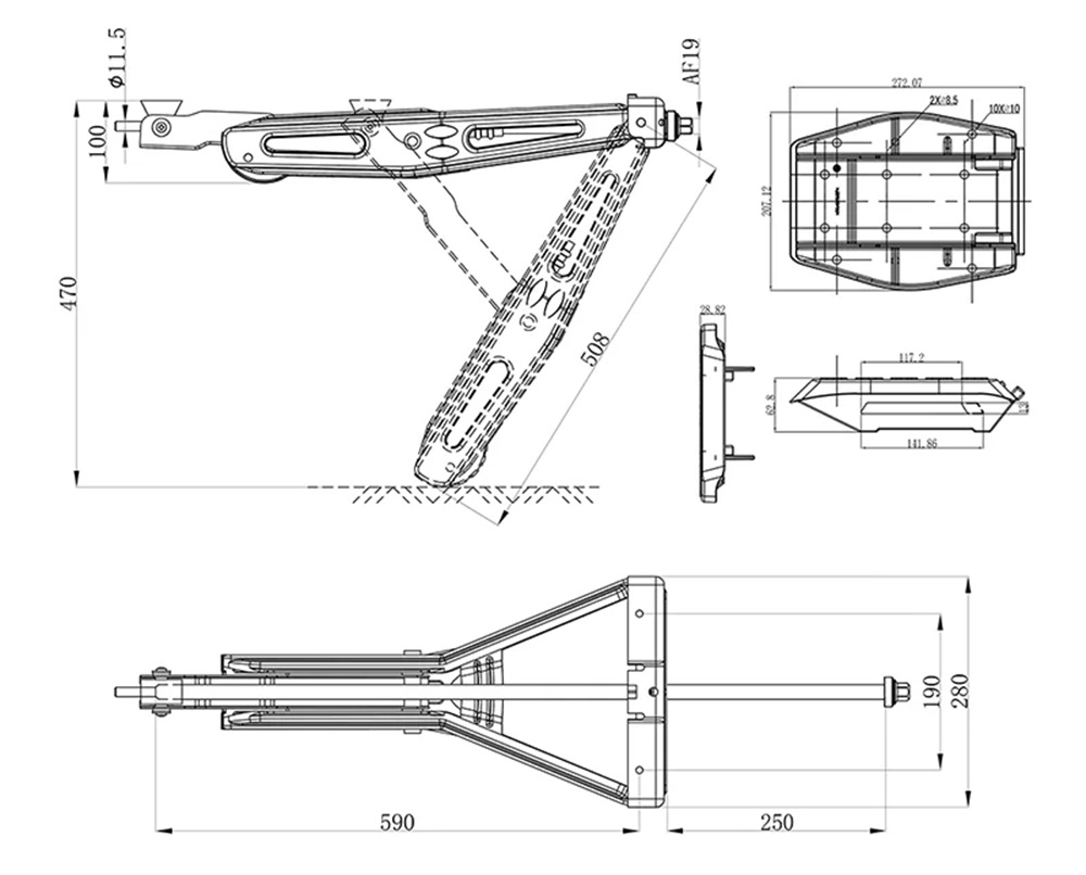 Pro Plus Ausdrehstütze Stütze Wagenheber H470mm Stützplatte Nivelliermechanismus B-Ware - 8719946014515