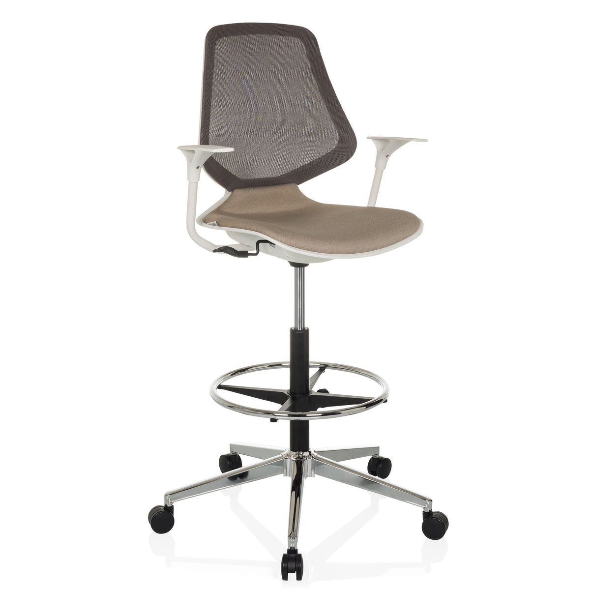 hjh OFFICE Arbeitsstuhl Counterstuhl TOP WORK STYLE Stoff beige Stuhl Möbel S893 - 4064323038962