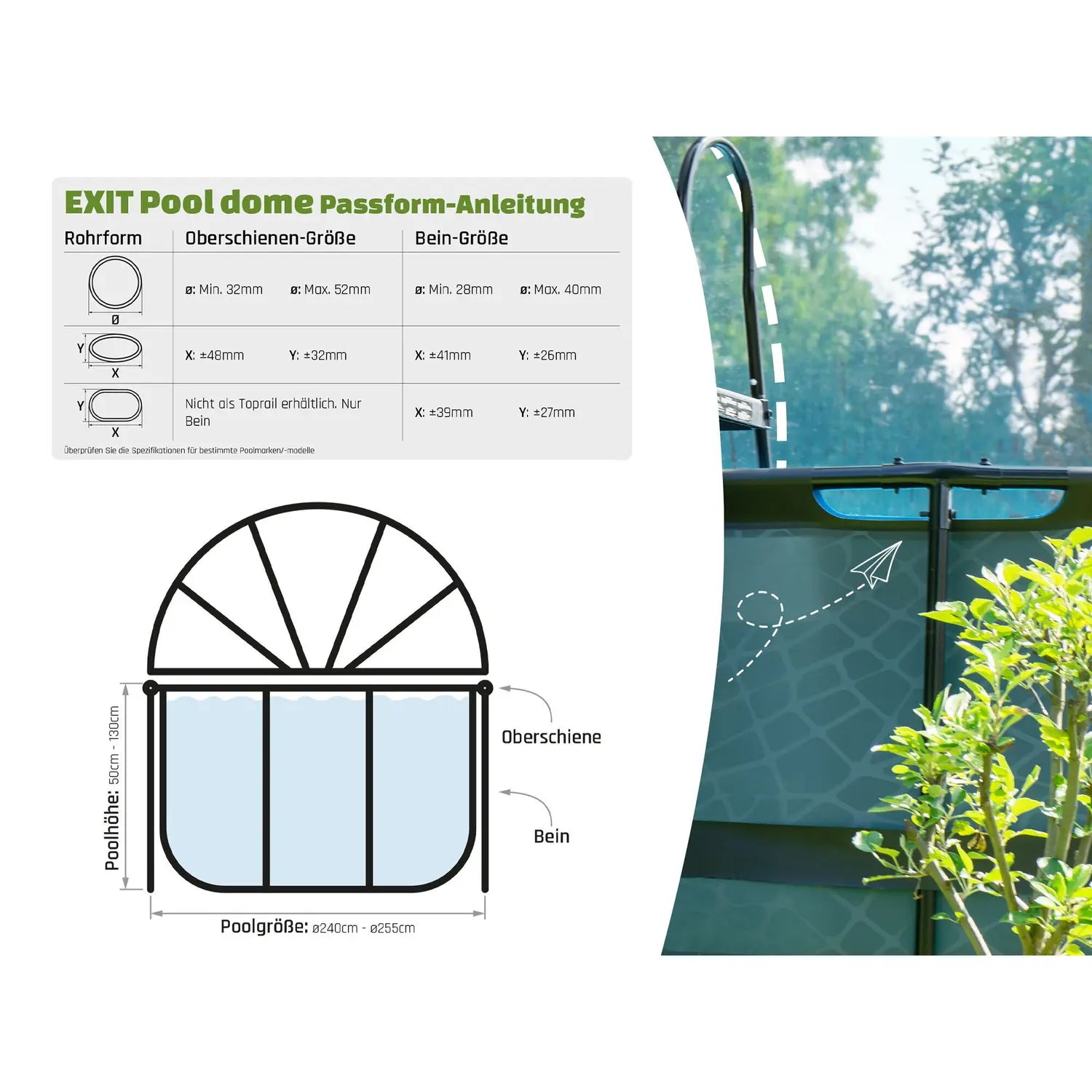 B-Ware Exit Poolabdeckung überdachung Poolhaube Eco Rund Transparent ø244cm Universell - 8720791615727