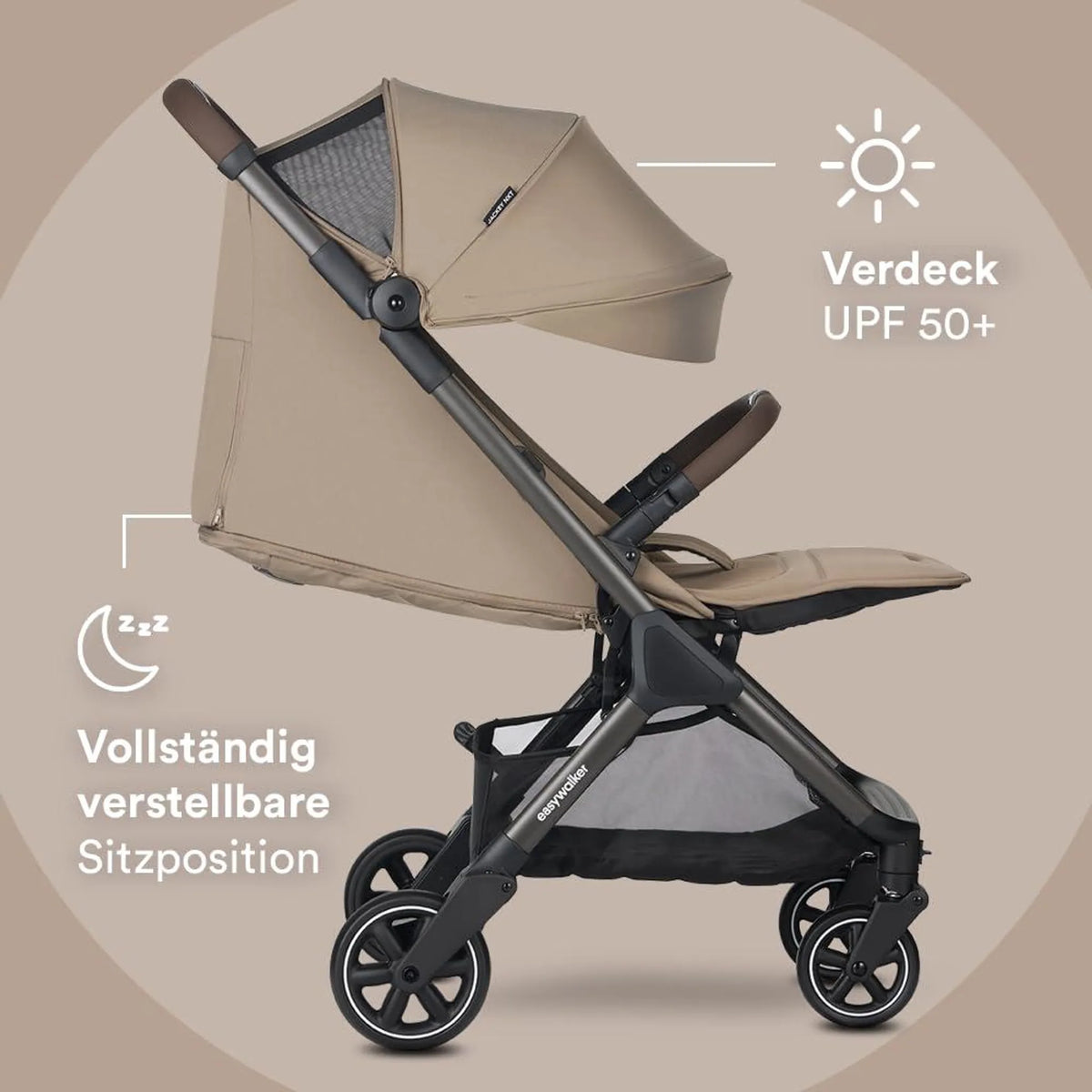 Buggy Kinderwagen Easywalker Jackey NXT Mocha Brown Regenverdeck Sonnenverdeck - 8721098672697
