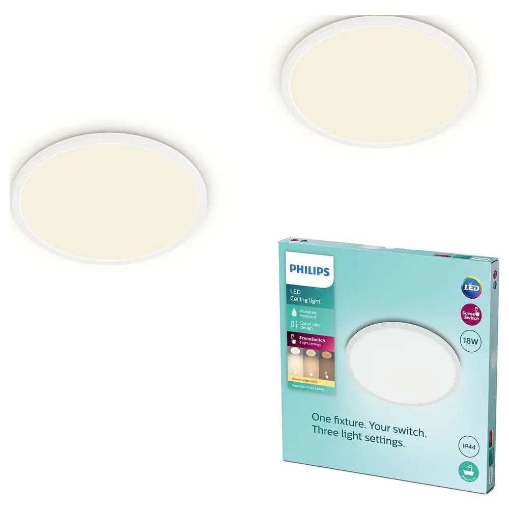 B-Ware Philips Deckenleuchte Lampe Multipack 2x Superslim Led Leuchte Scene Switch Weiß  - 8721103042958