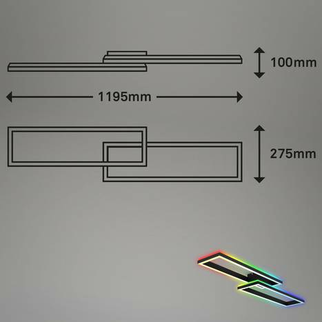 B-Ware Briloner Led Deckenlampe Frame Deckenleuchte Lampe 2 Flg Rgbw Backlight 119,163