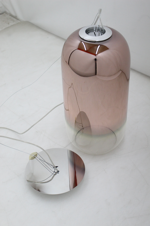 Gople Glas Pendelleuchte Hängeleuchte Deckenlampe Lampe Glas Kupfer Silber E27 B-Ware