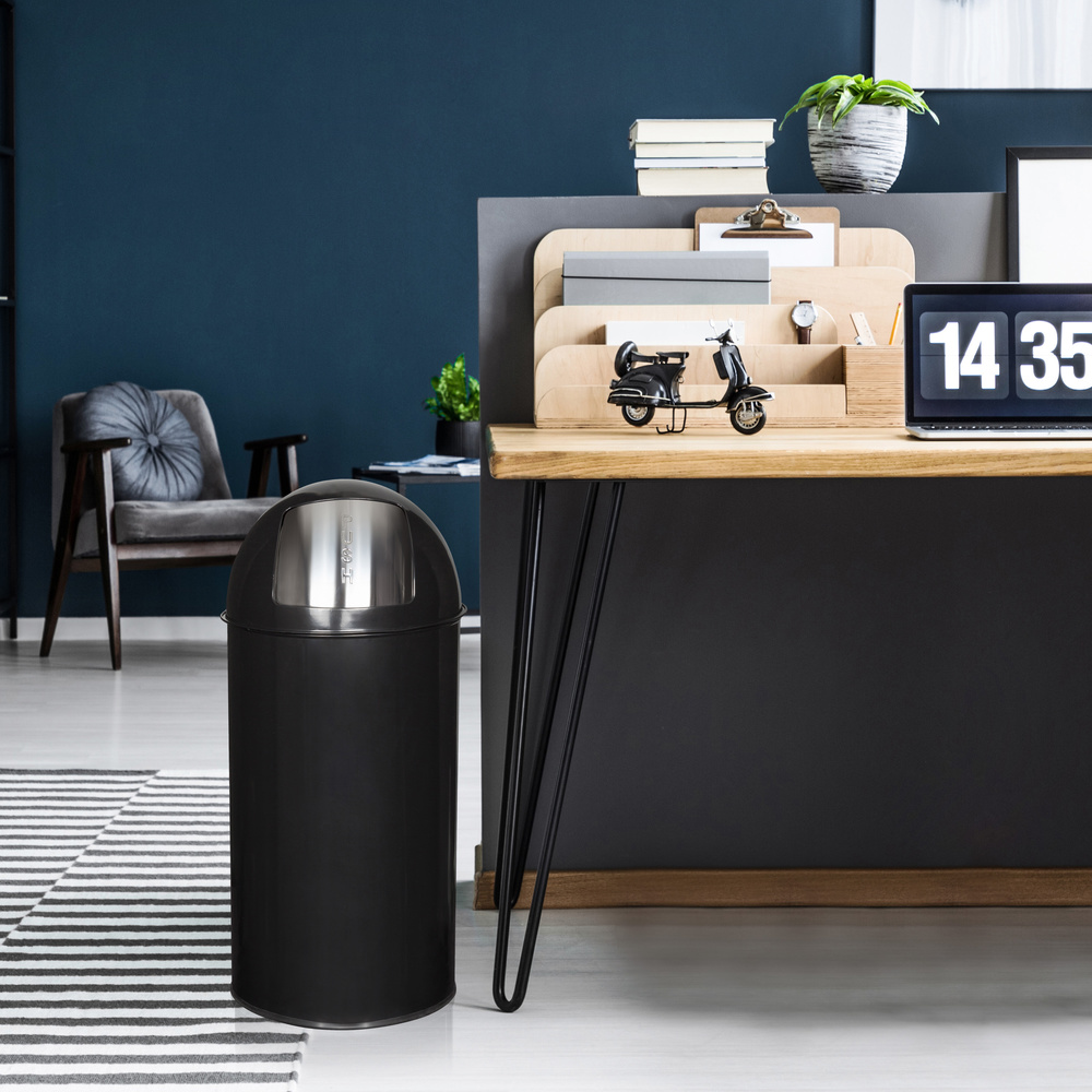 B-Ware Hjh Office Abfallsammler Mülleimer Abfallbehälter Push 50 L Schwarz Innenbere942