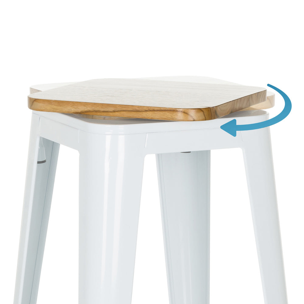 hjh OFFICE VANTAGGIO HIGH WS metallic weiß Sitz Echtholz drehbar Barhocker - 4064323037637