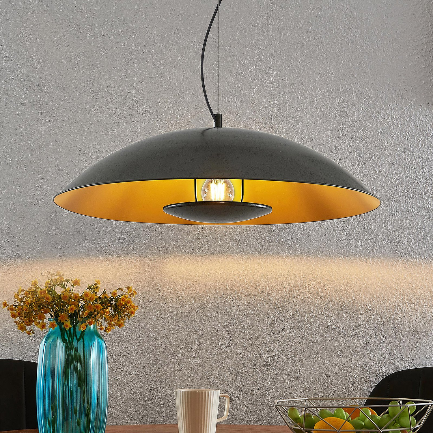 B-Ware Lindby Emilienne Pendelleuchte Deckenlampe Hängeleuchte E27 Stahl Dunkelgrau358