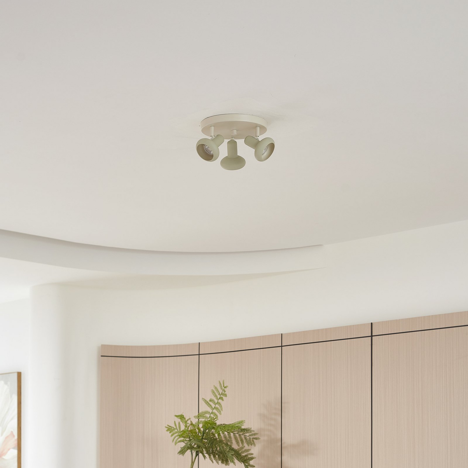 B-Ware Lindby Deckenstrahler Huby Deckenlampe Leuchte 3 Flammig Creme/Hellgrün Eisen267