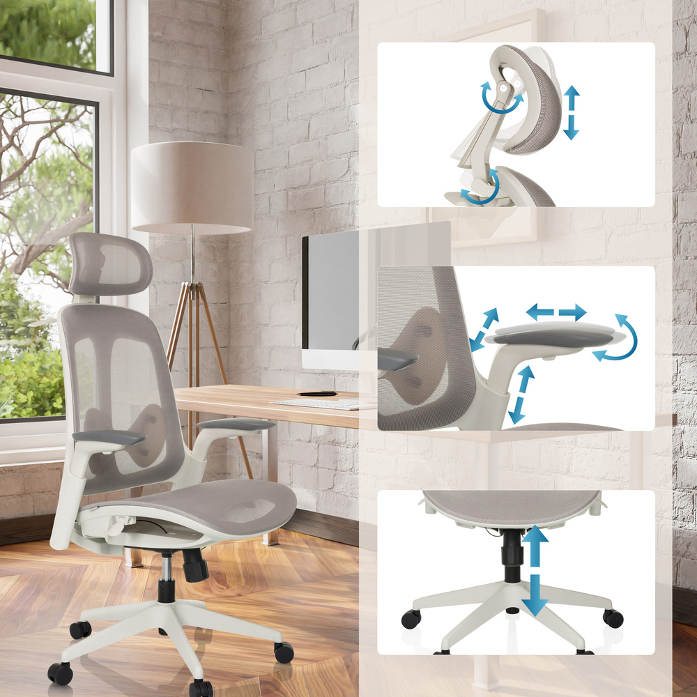 Hjh Office Bürostuhl Drehstuhl Stuhl Netzstoff Grau Arceo M Siehe Text/Foto B-Ware - 4064323038740