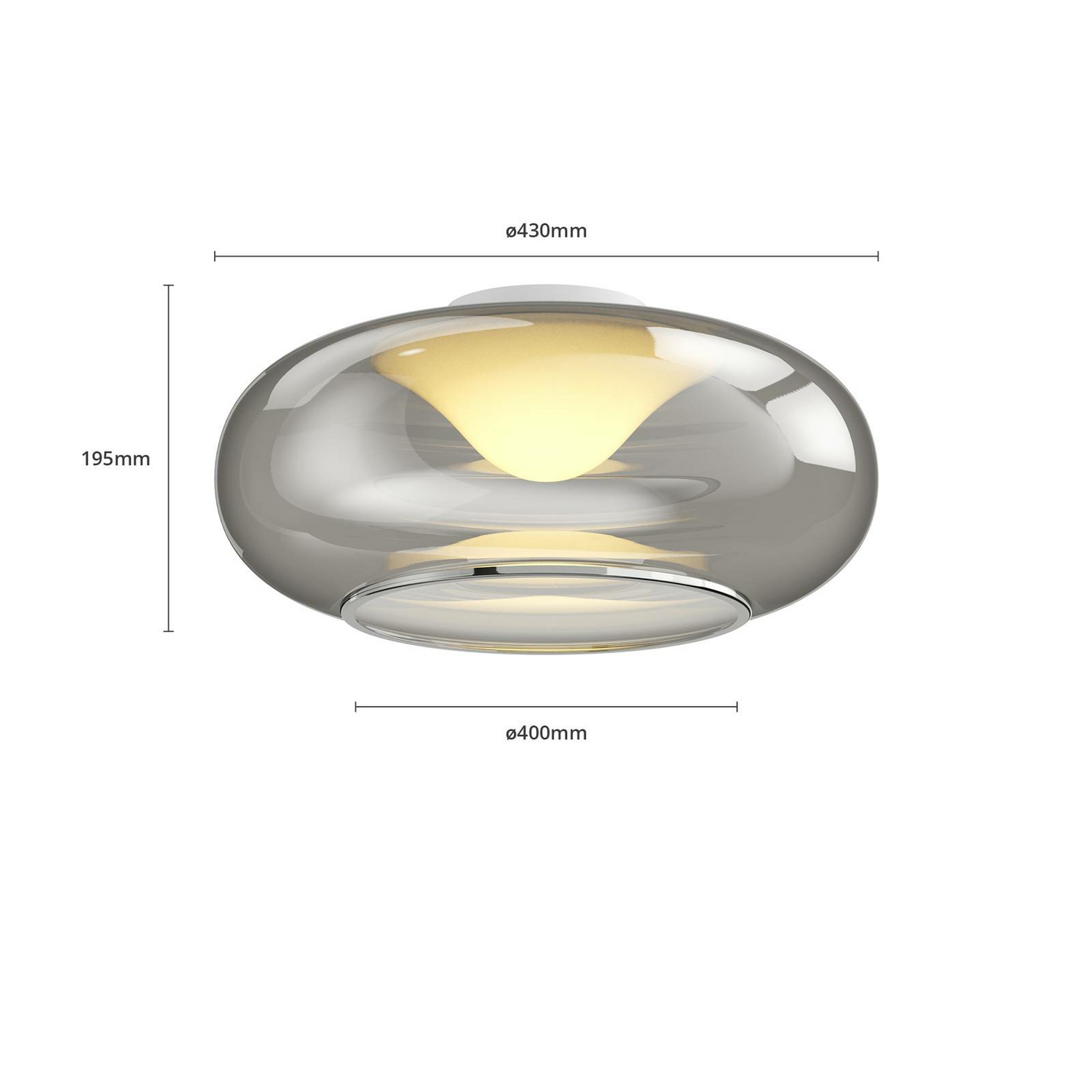Plafonnier LED en verre Lucande de qualité B, Mijo, gris fumé, 250 