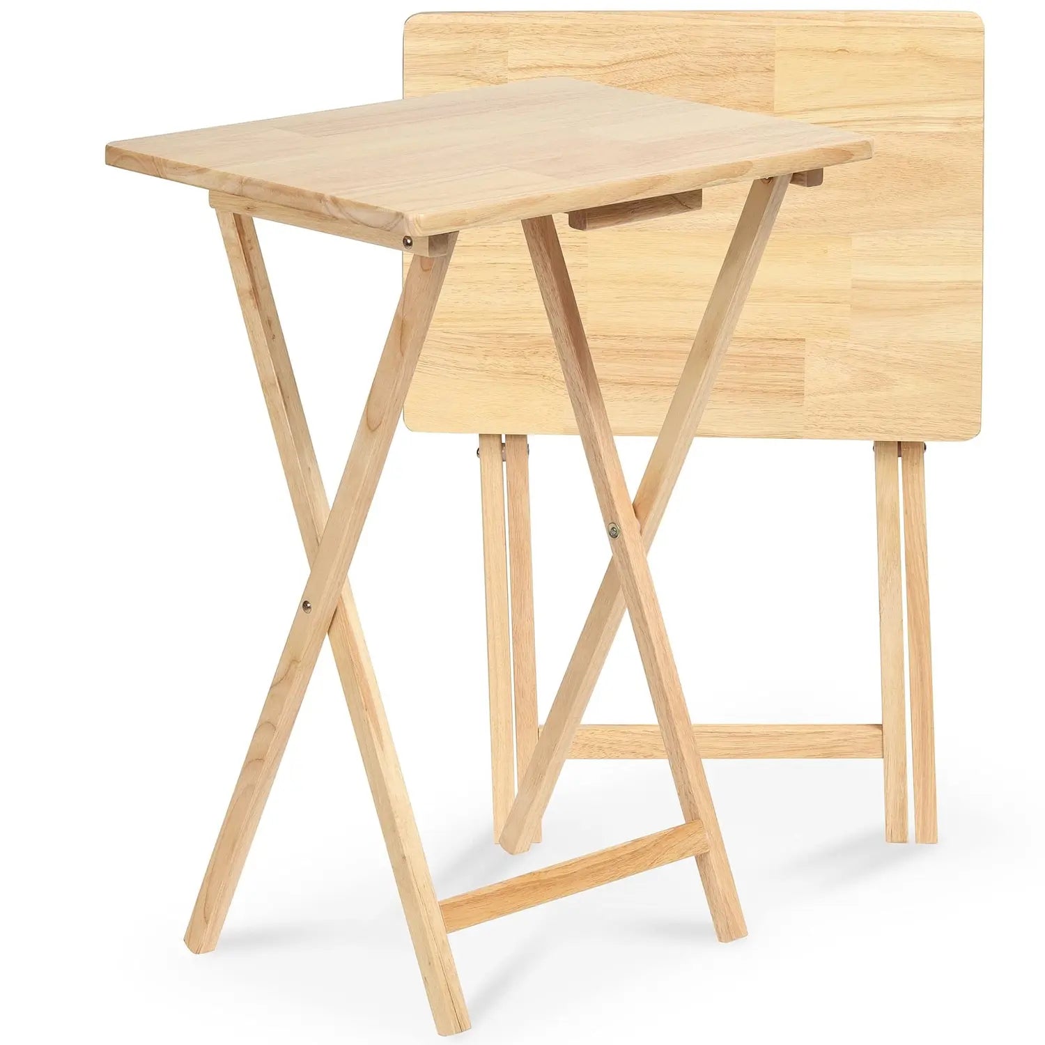 B-Ware Pj Wood Tisch Tablett Klapptisch Serviertisch Tv Tisch Natur Massivholz 2er Set - 885936413465