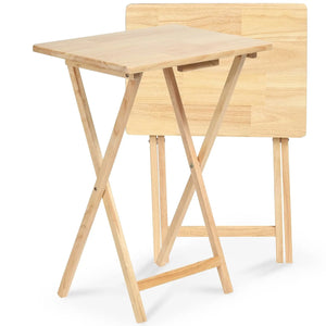 B-Ware Pj Wood Tisch Tablett Klapptisch Serviertisch Tv Tisch Natur Massivholz 2er Set