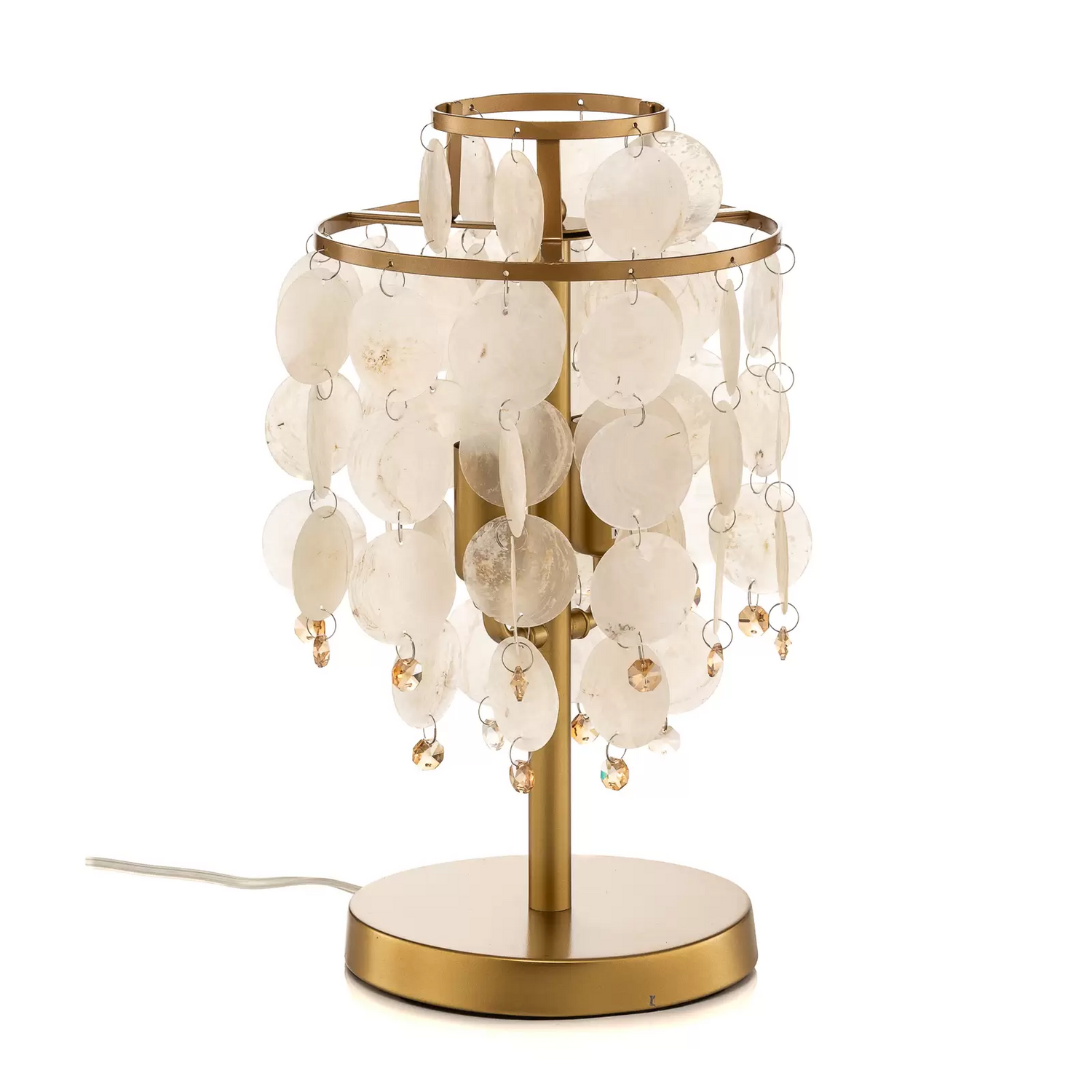 B-Ware Tischleuchte Ruben Mit Perlmuttscheiben Nachttischlampe Leuchte Leselampe E27